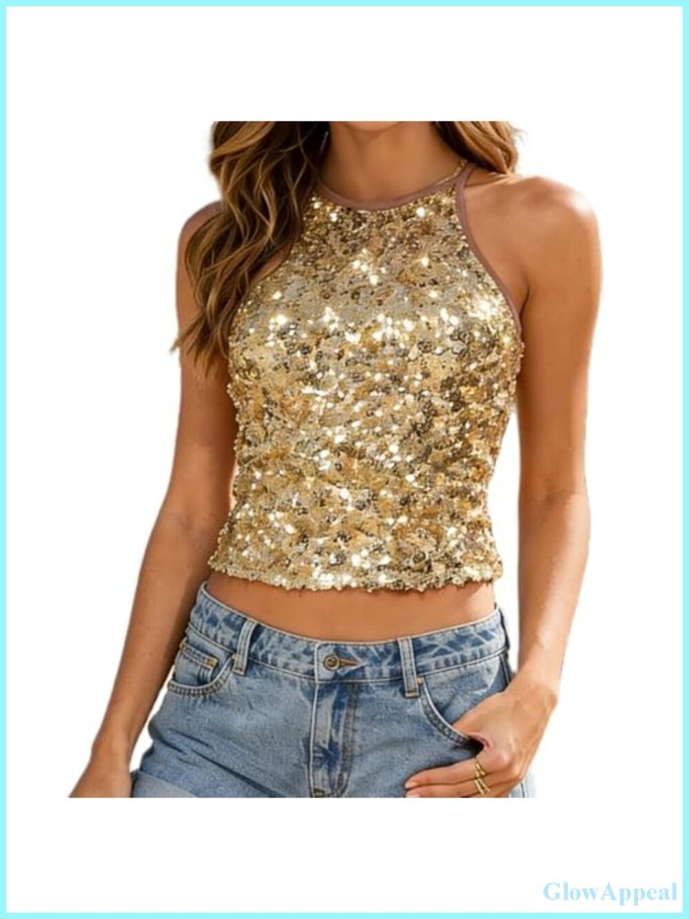 Women's Sequin Tank Top Sleeveless Glitter Slim Fit Party Clubwear